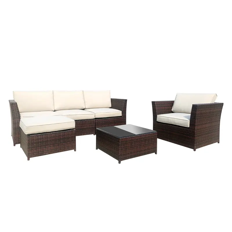 7PCS Seel RattanSofa=Four armless sofa+Two corner sofa+One table