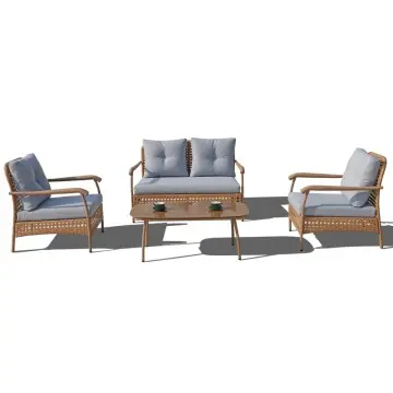 A set of four iron sets outdoor garden furniture