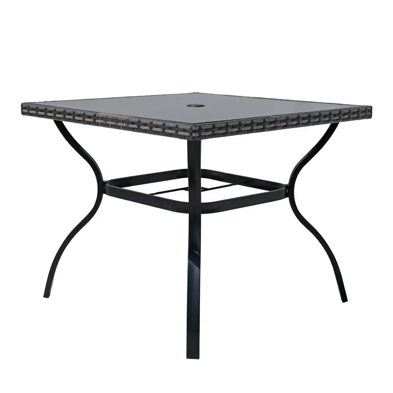 Black outdoor dining table and black rattan armchair patio sets on sale garden table and chairs set