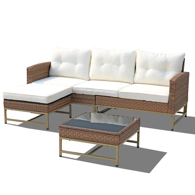 Luxury garden furniture metal outdoor furniture modular outdoor sofa 4 piece wicker patio set