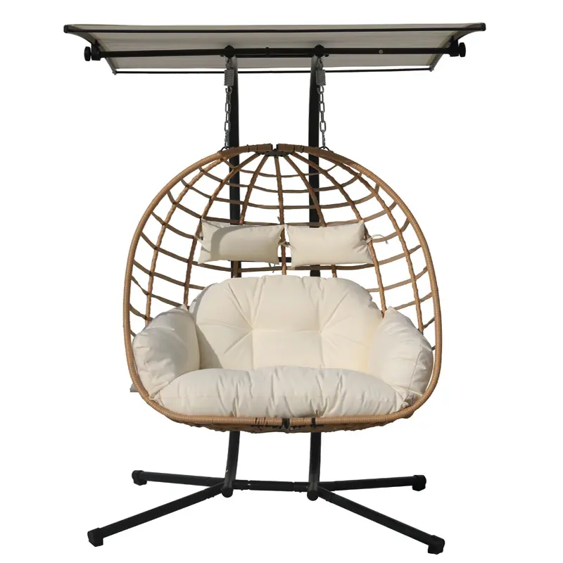 Outdoor Yellow Garden Furniture Double Hanging Chair Garden Swing Chair Hanging Swing Chair Egg Hanging Chair-copy