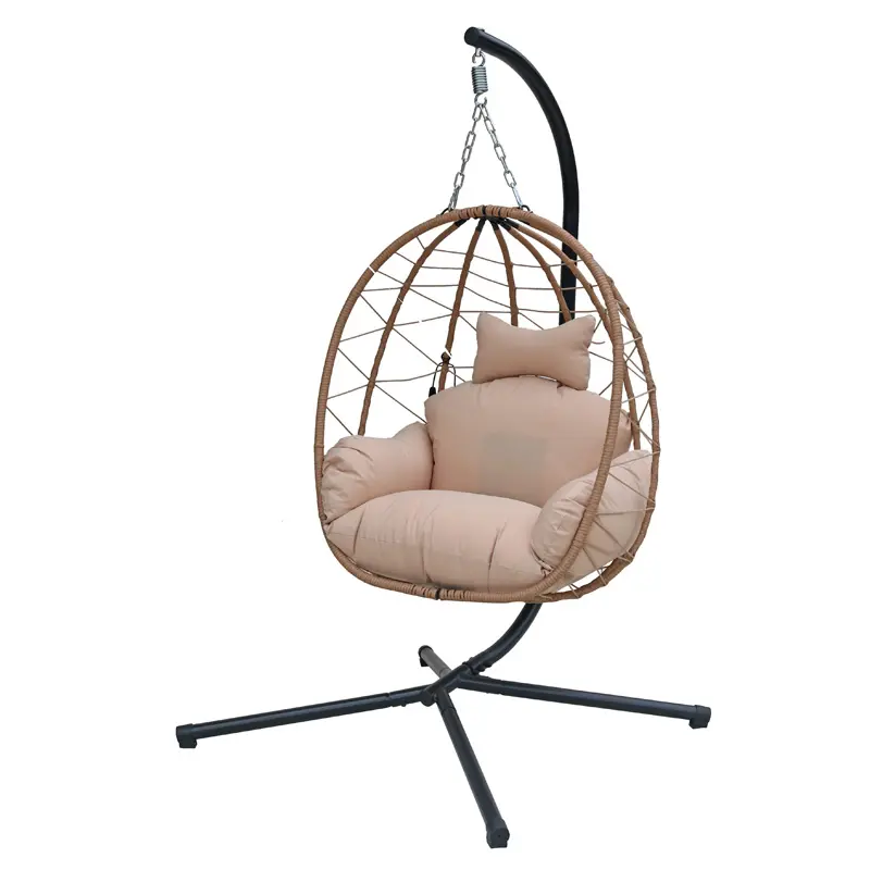 Yellow Rattan Outdoor Patio Egg Chair with heatig cushion