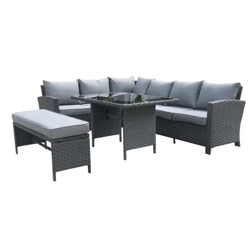Rattan furniture garden corner sofa patio furniture rattan sofa with outdoor wicker bar stools